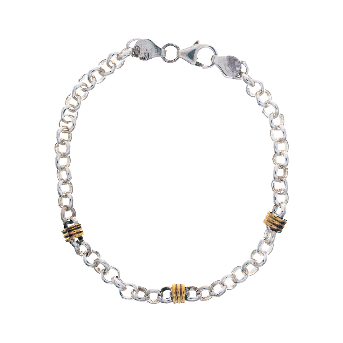 Pulsera de plata 925 y double en oro 18 ktes, ROLO. 