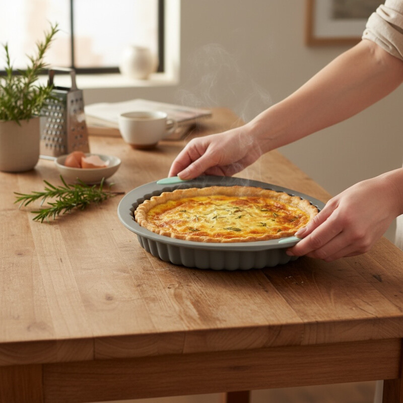 Bandeja Molde Redondo de Silicona 30.5*27*3 Gris