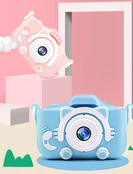 Cámara de fotos infantil 5MP doble lente con pantalla y juegos Rosa