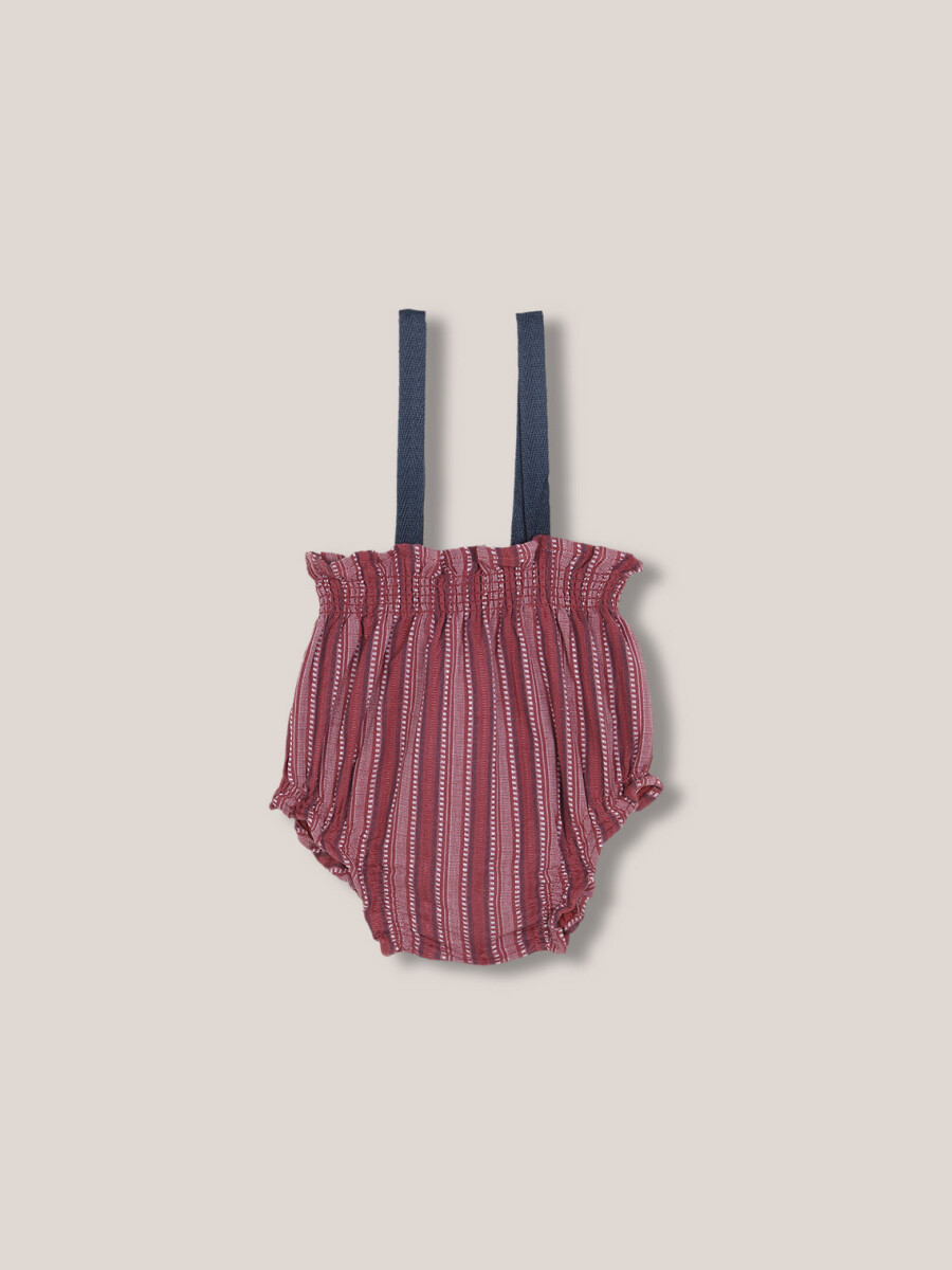 Bombacho Rayas Dobby Con Tirantes Berenjena