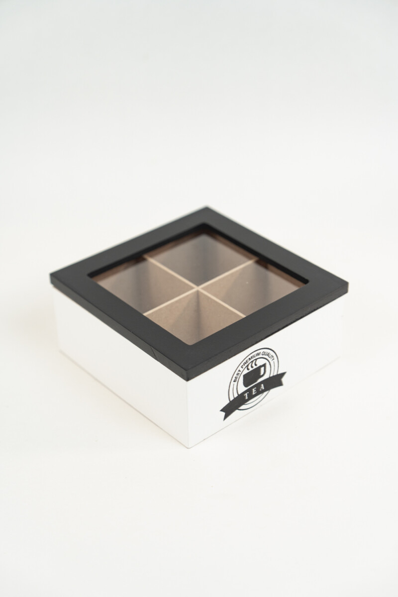 Caja Para Té Lyra, 4 Separaciones. - Negro 