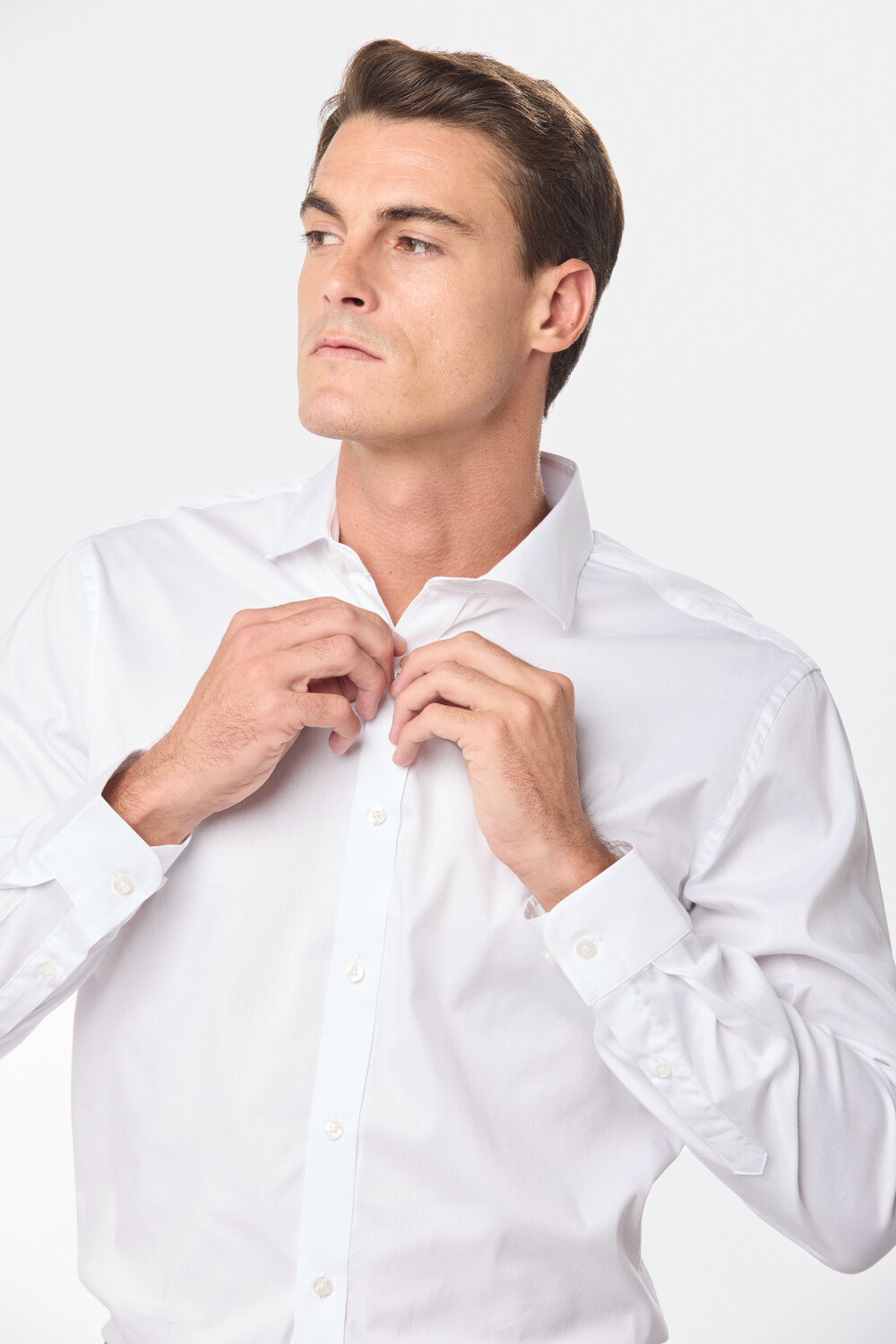 CAMISA DE VESTIR CON SPANDEX Blanco
