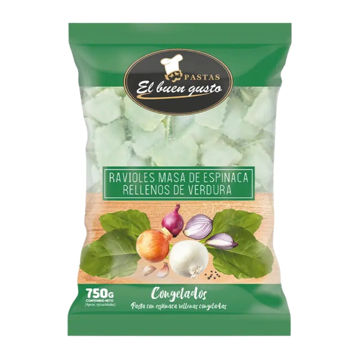 Ravioles Masa de Espinaca Rellenos de Verdura 750g El Buen Gusto 