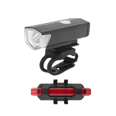 Kit Luces Led Delantera Y Trasera Bicicleta Recargable Usb Color Negro Imback Kit Luces Led Delantera Y Trasera Bicicleta Recargable Usb Color Negro Imback