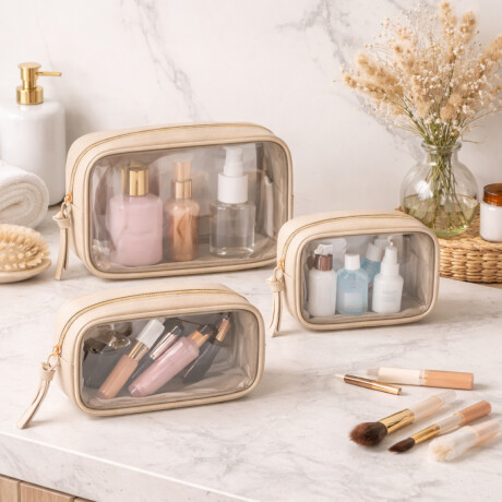 Set x3 neceser transparente beige Sc