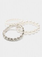 Set De Pulseras Elásticas Y Cristales blanco