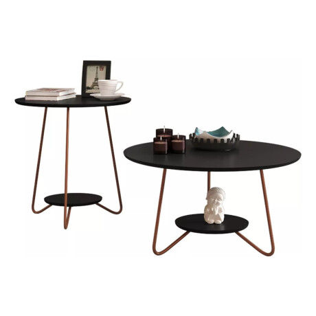 Set Mesa Ratona + Mesa Auxiliar Living Nordico Negro