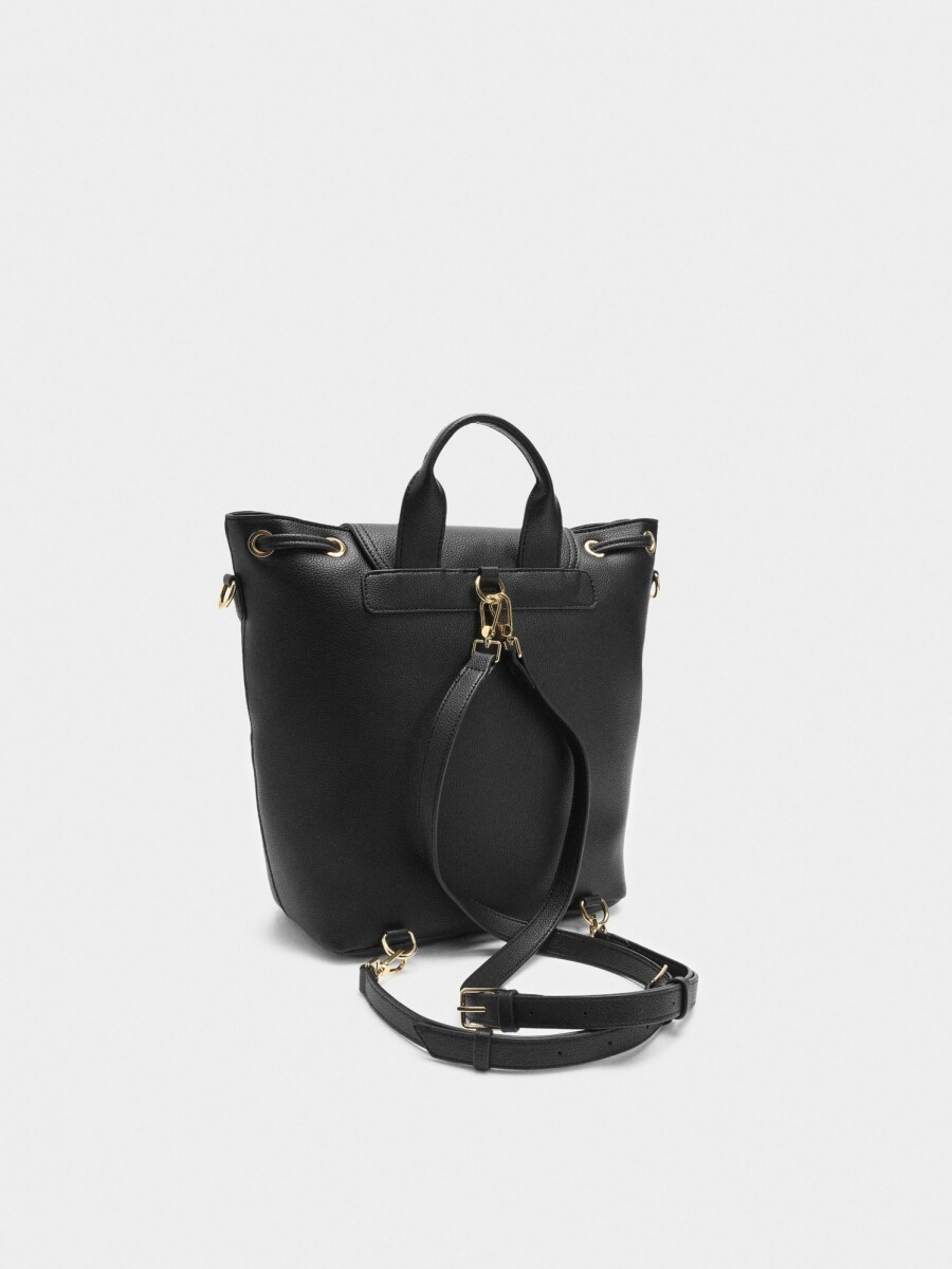 Mochila Con Textura Y Solapa negro