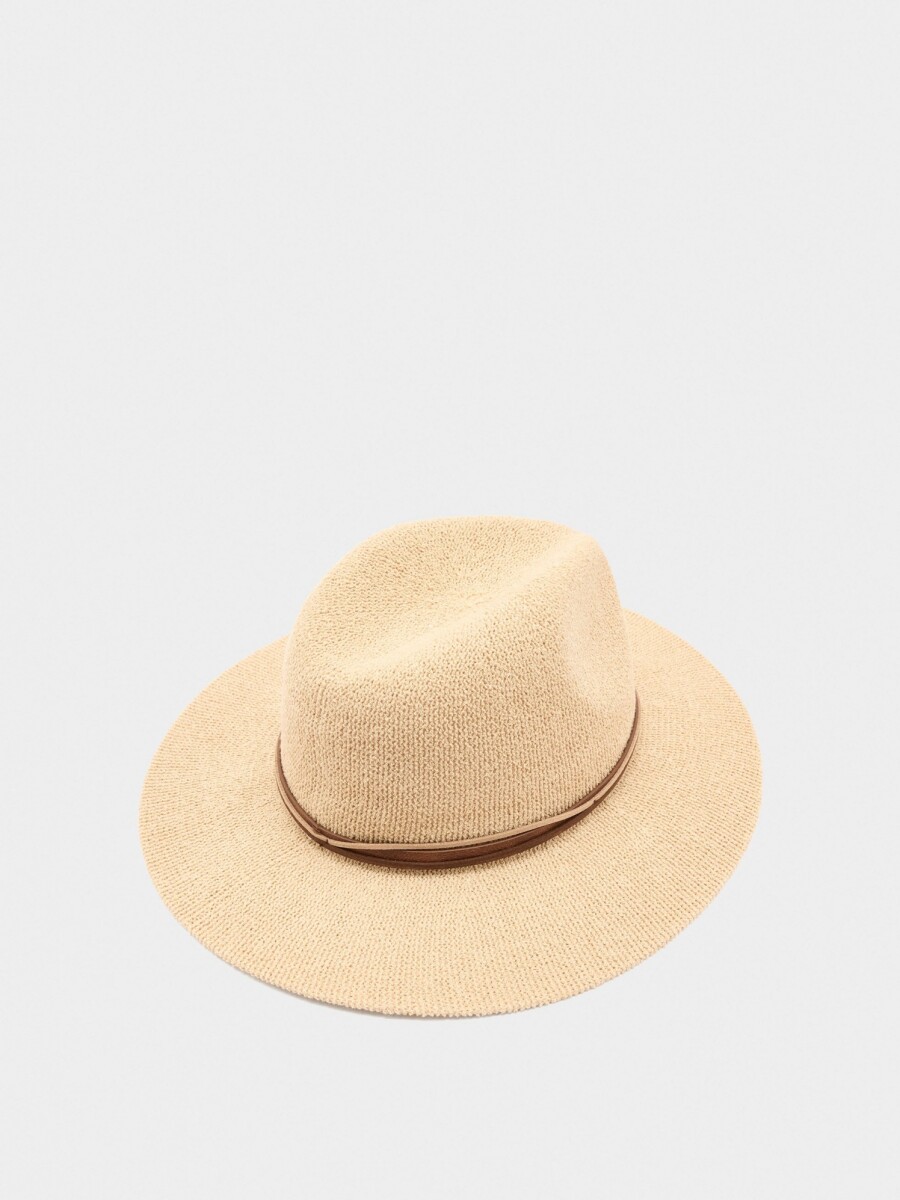 Sombrero De Punto Con Cintos Efecto Piel natural