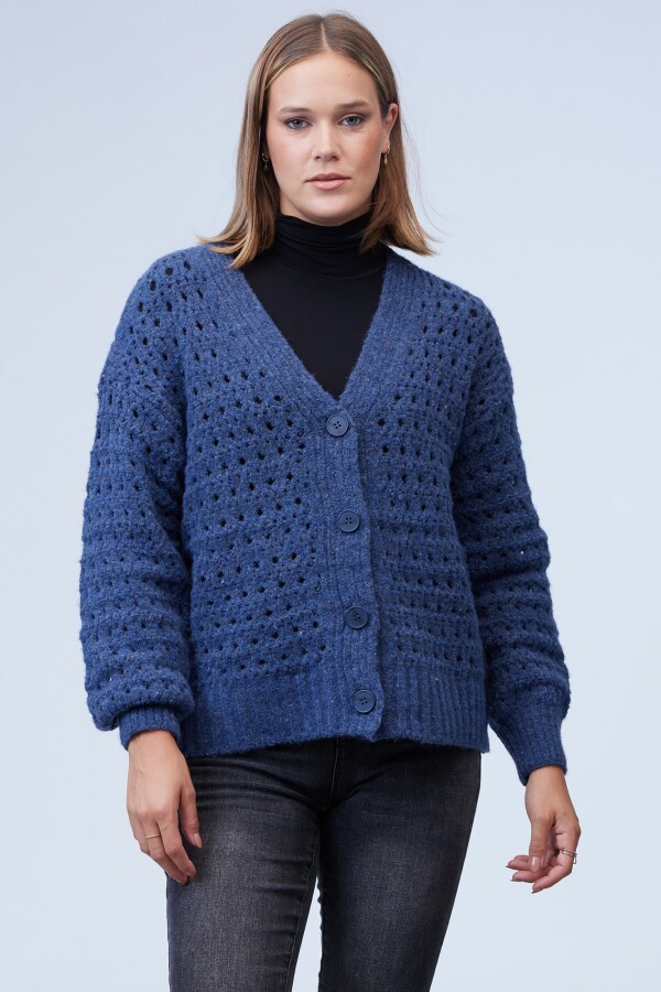 Cardigan Calado AZUL