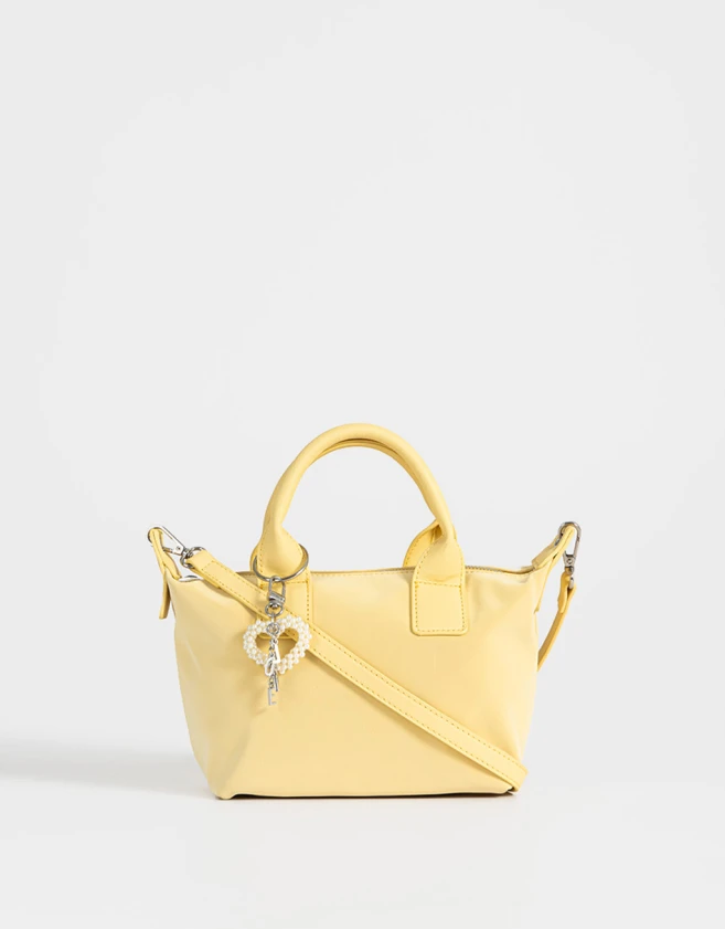 City Clasico Cartera City Con Charm De Perlas - Amarillo Claro