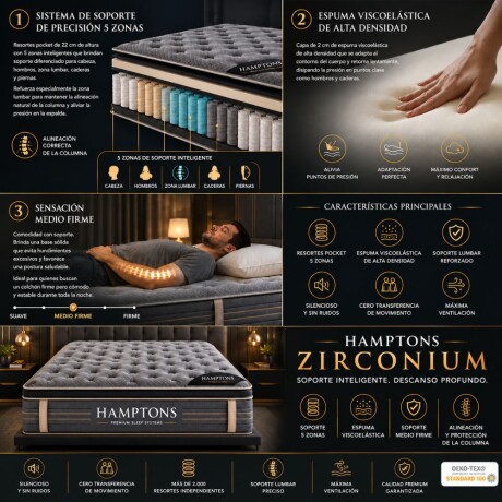 Colchon de resortes 2 Plazas HAMPTONS Zirconium Colchon de resortes 2 Plazas HAMPTONS Zirconium