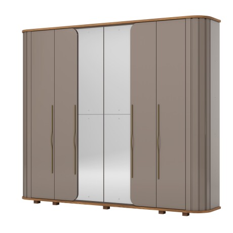 ROPERO PREMIUM 6 PUERTAS 6 CAJONES INTERNOS CON ESPEJO GUARDARROPA CLOSET ARMARIO CANELA