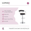 Taburete Kai Ideal para Bar C/Respaldo Negro