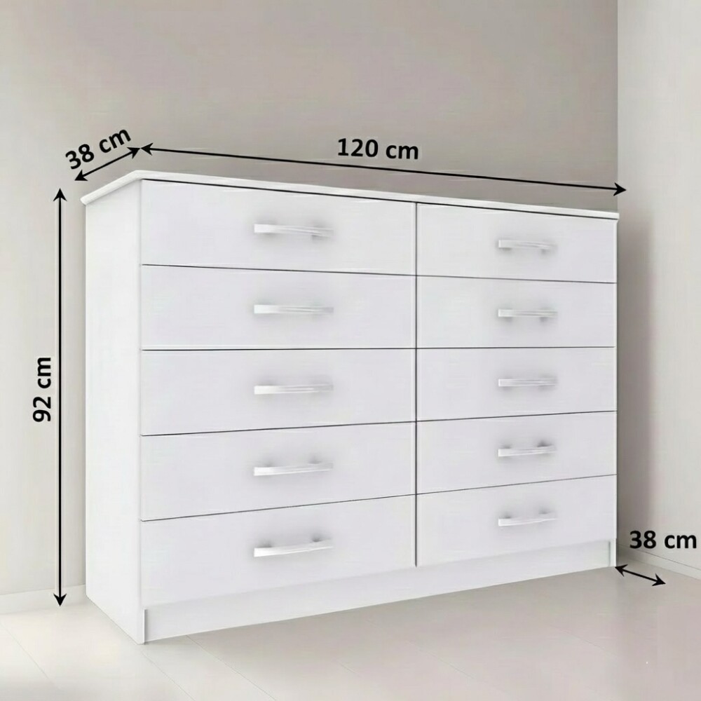 CÓMODA CAJONERA GUARDARROPA 10 CAJONES BLANCO