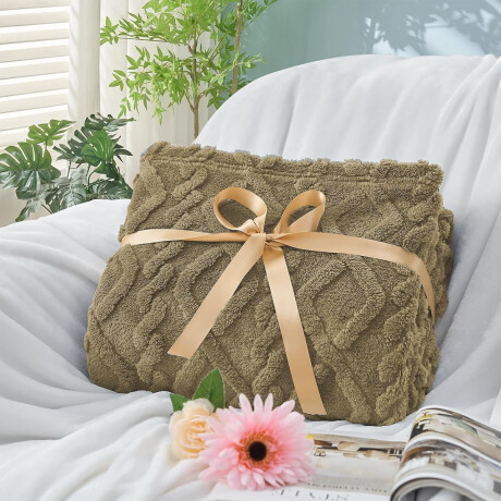 Manta Frazada Polar 2 Plazas Rombos Suave Cálida Cama o Sofá Beige