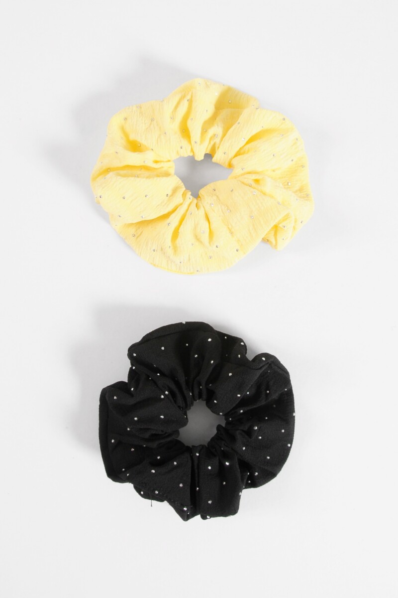 Set de 2 gomitas scrunchies con strass multicolor