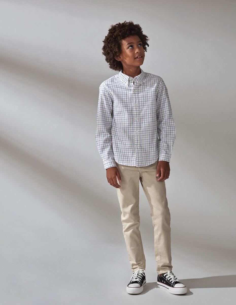Camisa Cuadro Ventana Azul Y Gris - Azul 