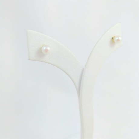 Caravanas de Oro 18 kt y Perla de cultivo 6 mm Sistema de Perno y rosca