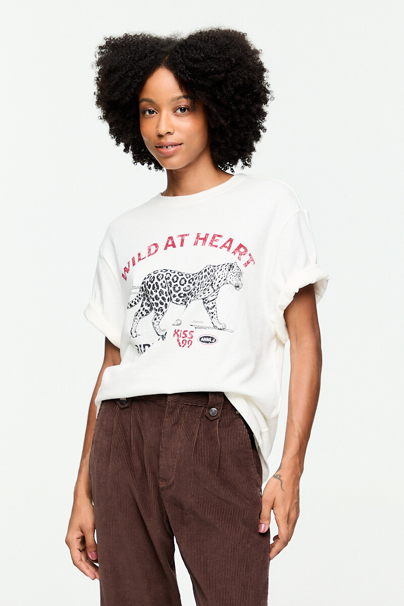 REMERA ANIMAL PRINT Blanco
