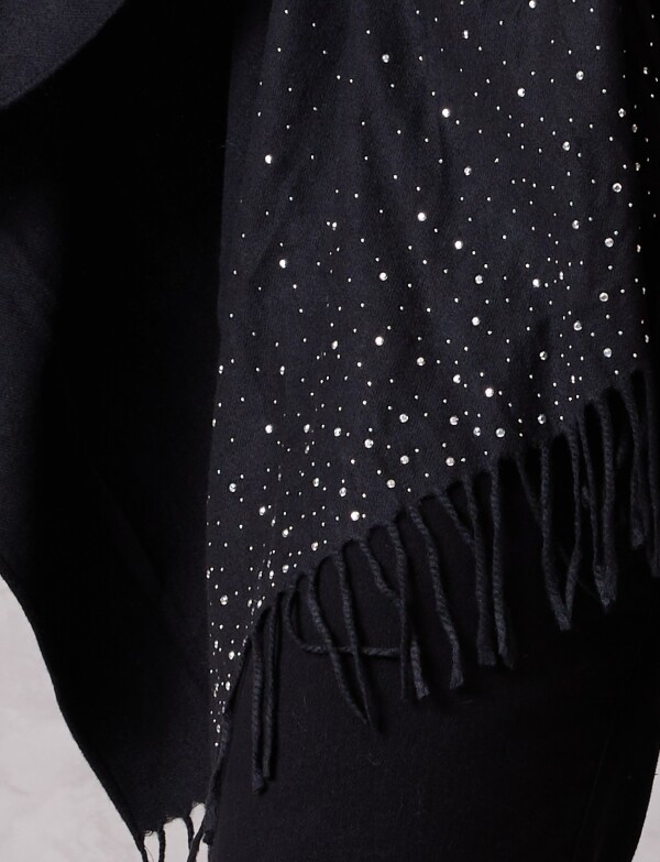 Ruana Brillos Y Perlas NEGRO