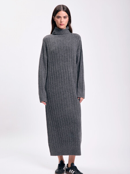 Vestido punto canalé Gris