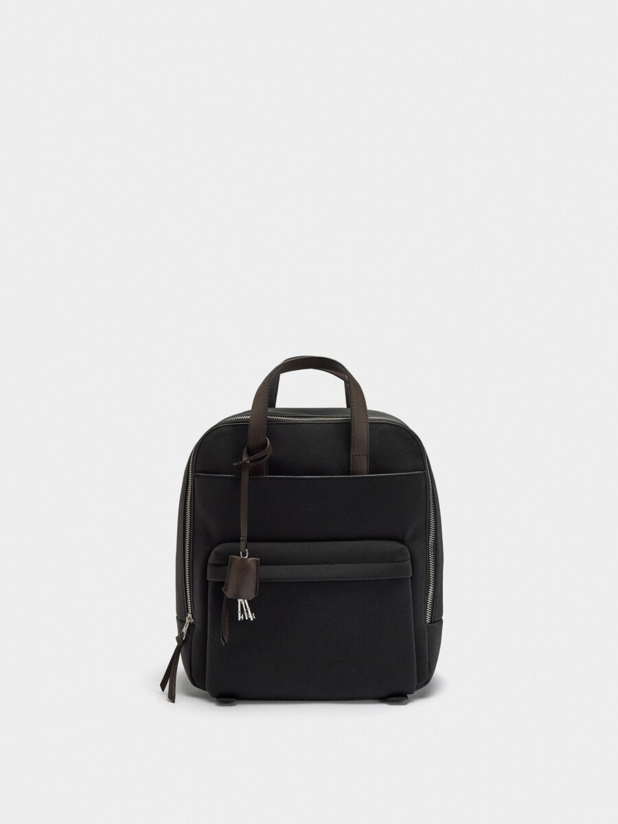 Mochila Efecto De Nylon negro