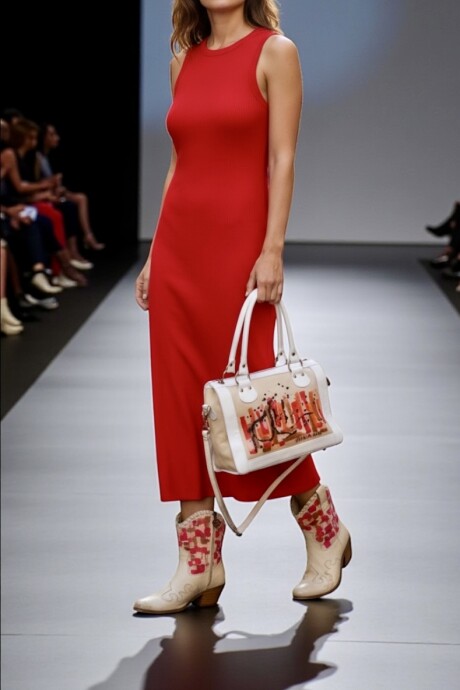 Cartera DIRI Blanca Y Natu Con Arte Coral Cartera DIRI Blanca Y Natu Con Arte Coral