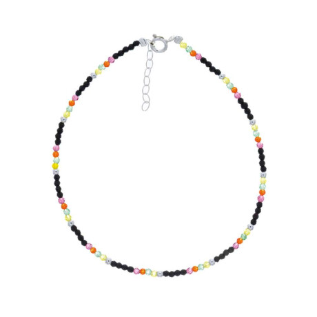 Tobillera De Acrílico Y Plata Largo 22 Cm