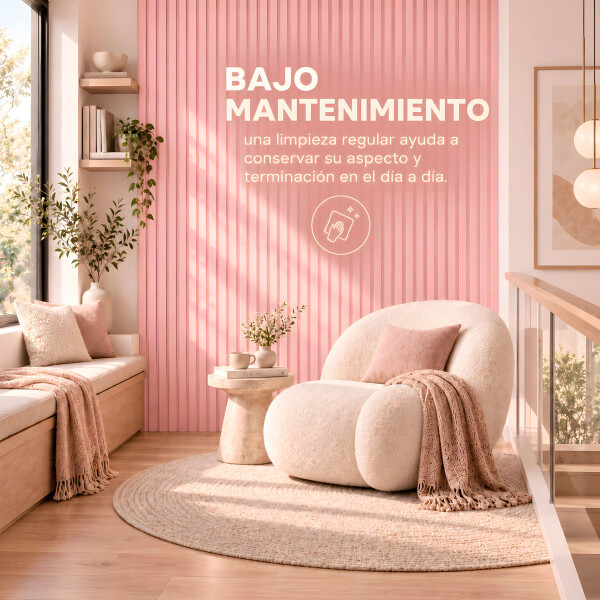 Pack x20 Wpc Simil Madera Wall Panel Lambrin 2.90x16.7 Rosa 1