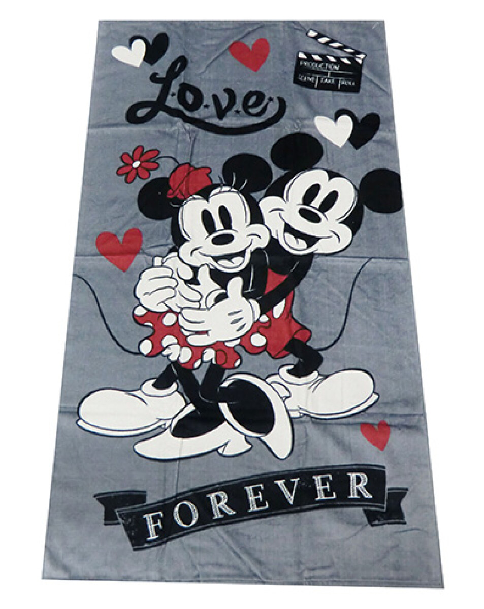 Toalla playera aterciopelada en algodón 70cm x 130cm - Minnie y Mickey 