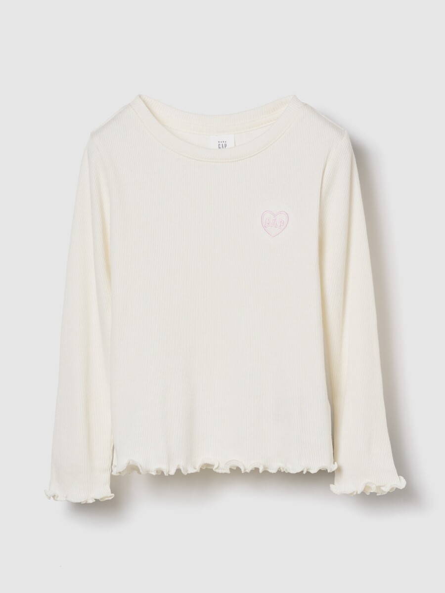V-JPN LS LOGO RIB TEE - IVORY FROST 