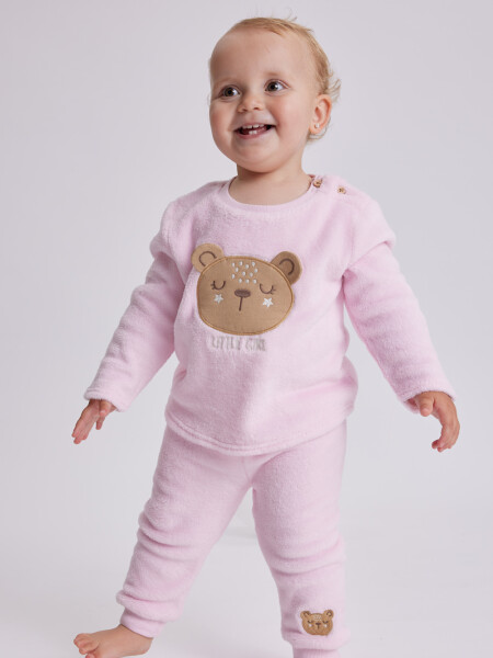 Set Pijama Polar Oso Rosa