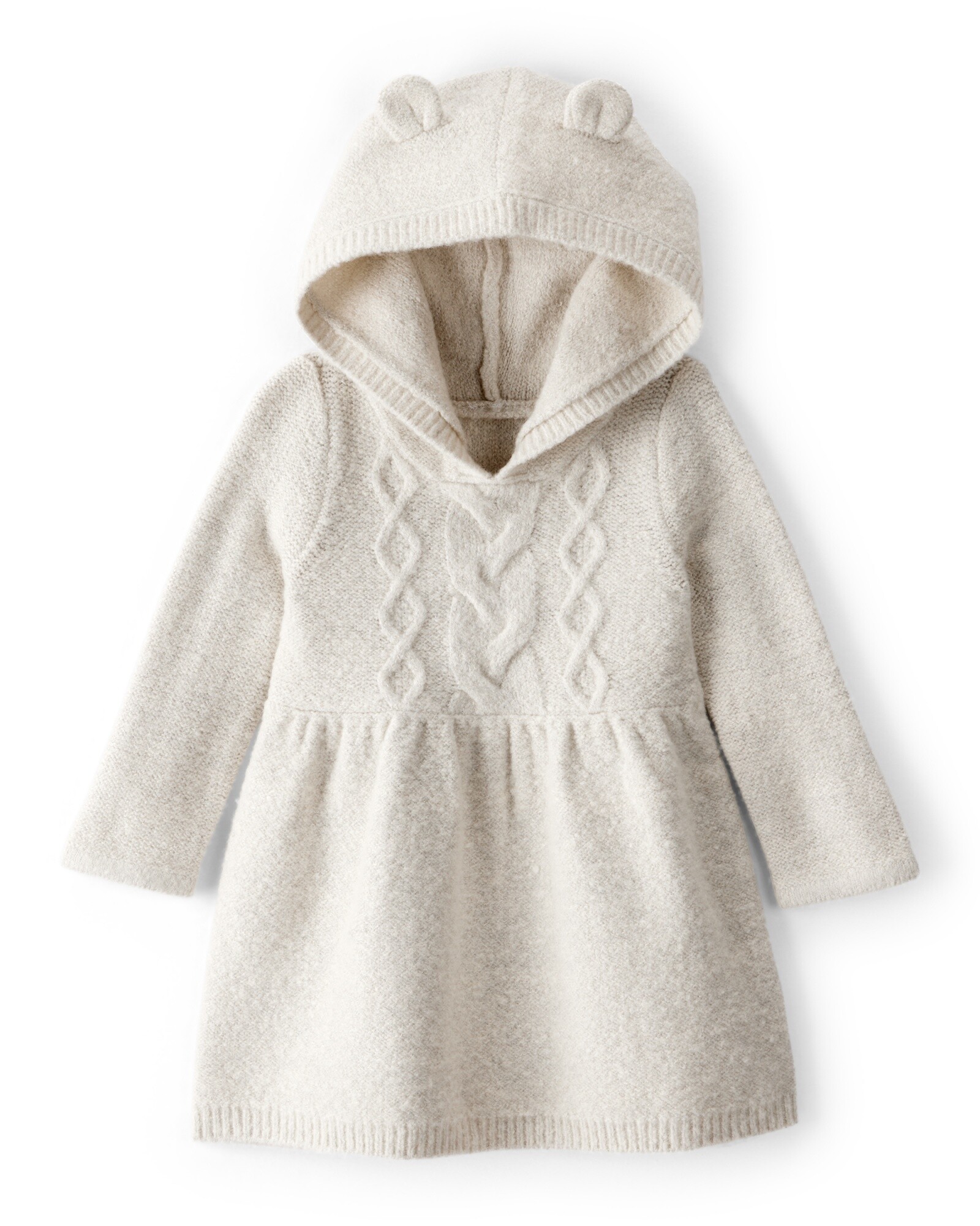 Vestido de punto con capucha y orejas de oso Sin color