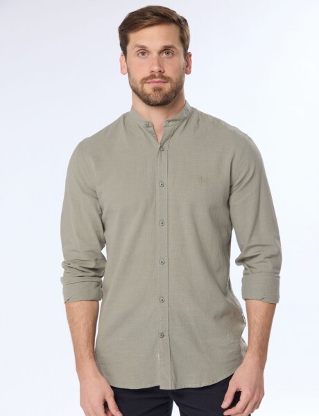 CAMISA DE LINO CUELLO MAO Verde