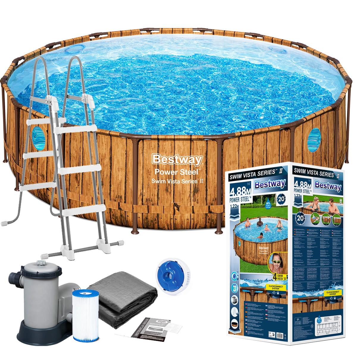 Piscina Bestway Rattan 19480 L Estructural 488x122 Cm - Marron 
