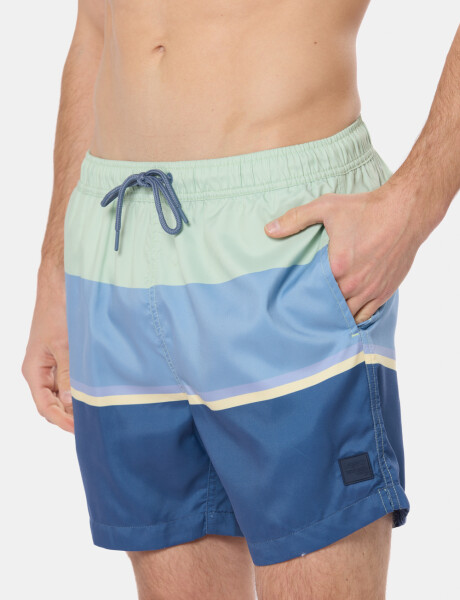 SHORT DE BAÑO RAYADO Azul