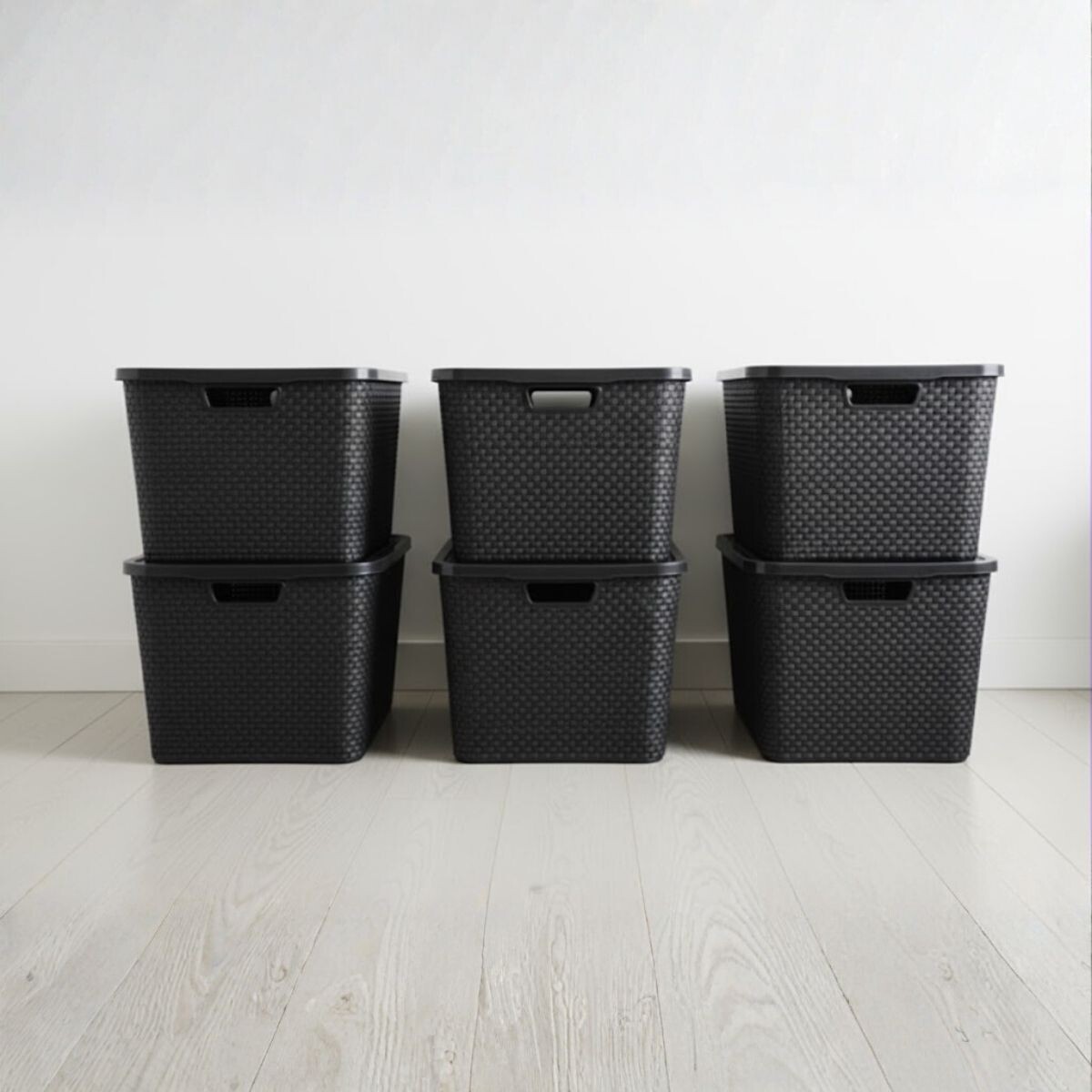 Set x6 Caja ratán 40 lts - NEGRO 
