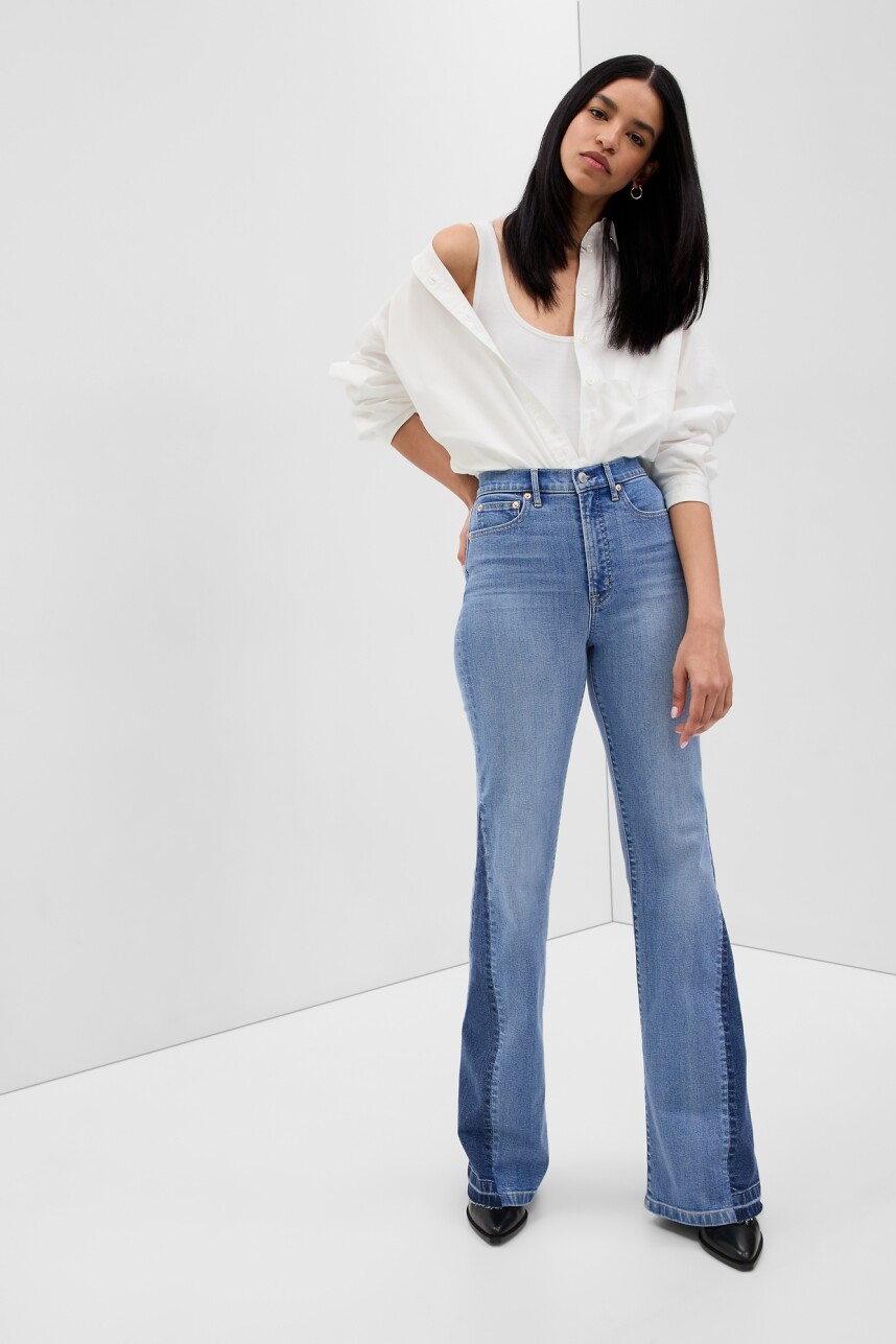 Jean 70S Flare Tiro Alto Mujer Medium Indigo 21