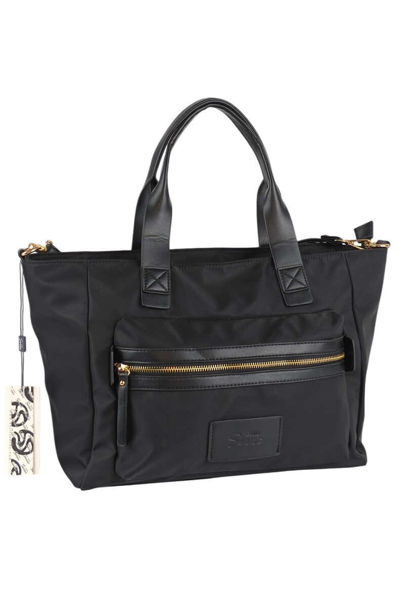 Cartera con bolsillo grande al frente Negro