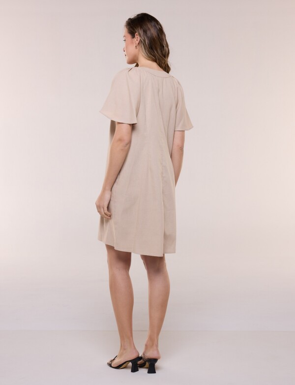 Vestido Holgado Con Pliegue Frontal BEIGE