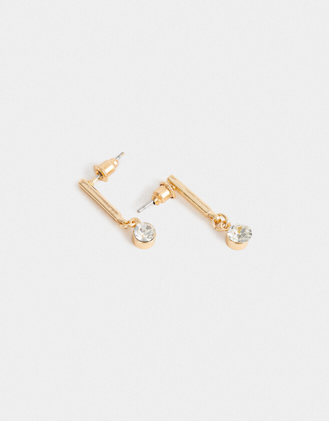 Aros Colgantes Cortos Con strass Aro Colgante Corto Con Strass - Dorado