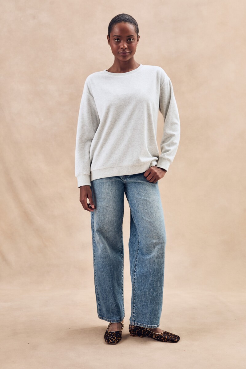 Sweater Algodón Velour Gris Melange