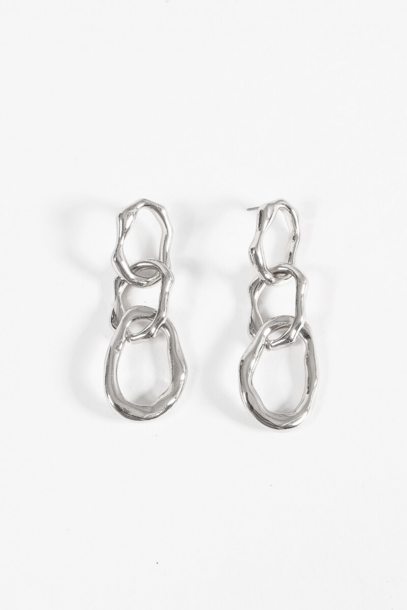 Caravanas largas aros machacados plateado