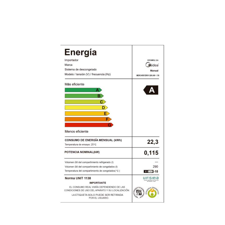 Freezer 295L Midea MDRC405FZR01 Freezer 295L Midea MDRC405FZR01