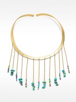 Collar Rígido Con Flecos Y Piedras multicolor
