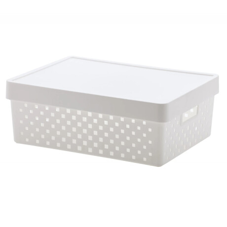 Caja Canasto Organizador Quadratta con Tapa en PP 39x29x14Cm Blanco