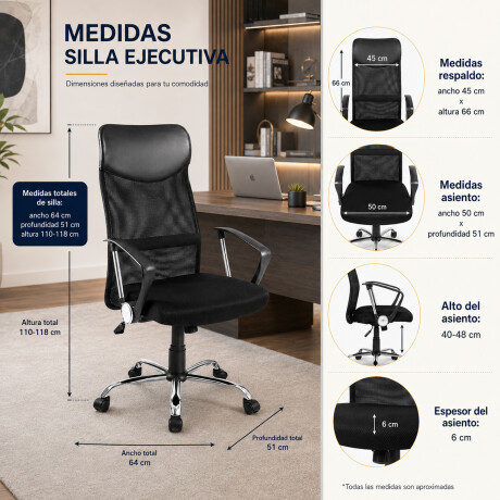 Silla Ejecutiva Escritorio Apoya Brazo Ruedas Alta Gama Negro
