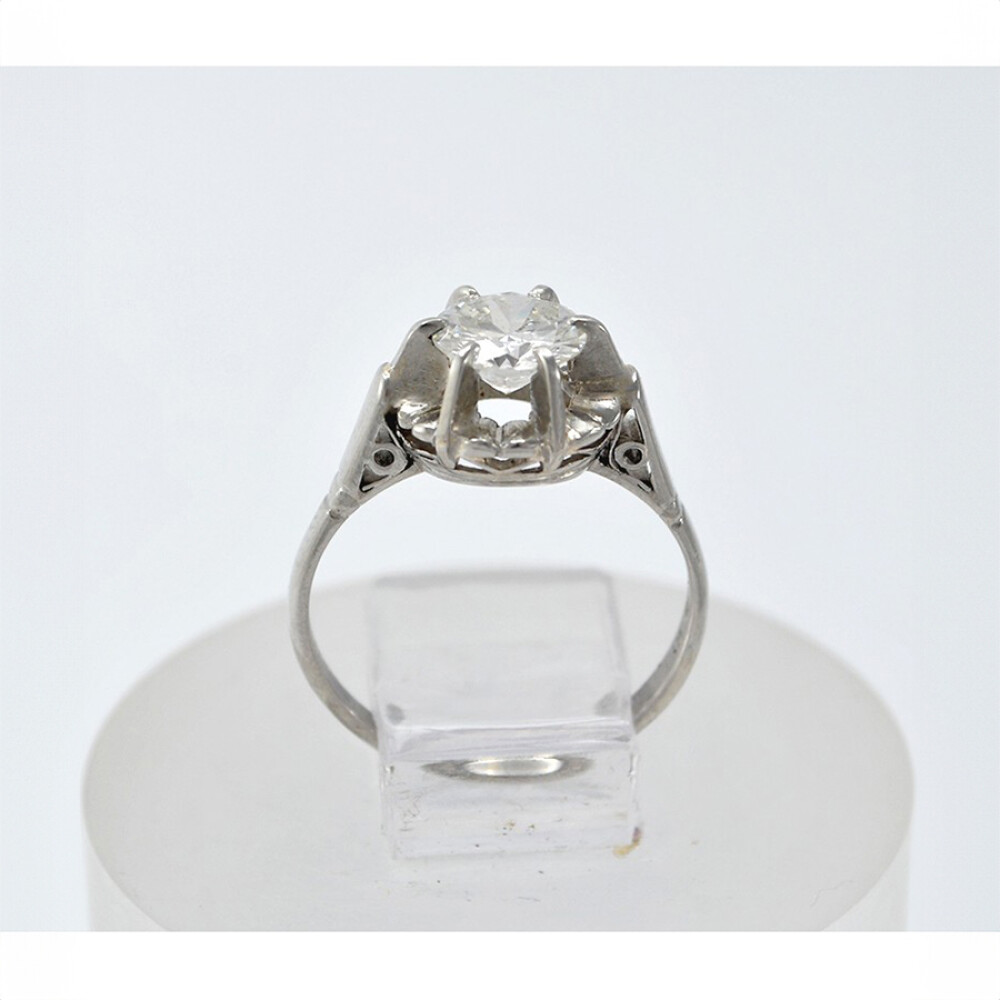 Anillo Solitario Platino Y Oro 18K Blanco Con Bte 1.07 Ct Anillo Solitario Platino Y Oro 18K Blanco Con Bte 1.07 Ct