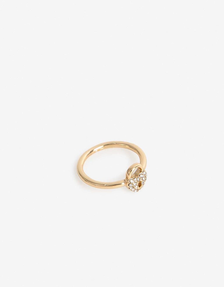 Anillos Chicos Strass Anillo Strass Corazón - Dorado
